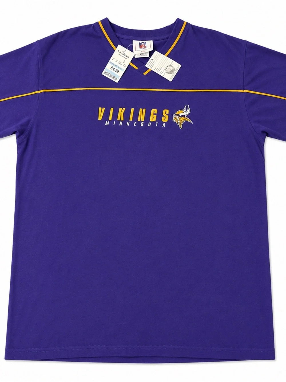 NFL Minnesota Vikings Embroidered V-Neck Tee Men’s XL NWT